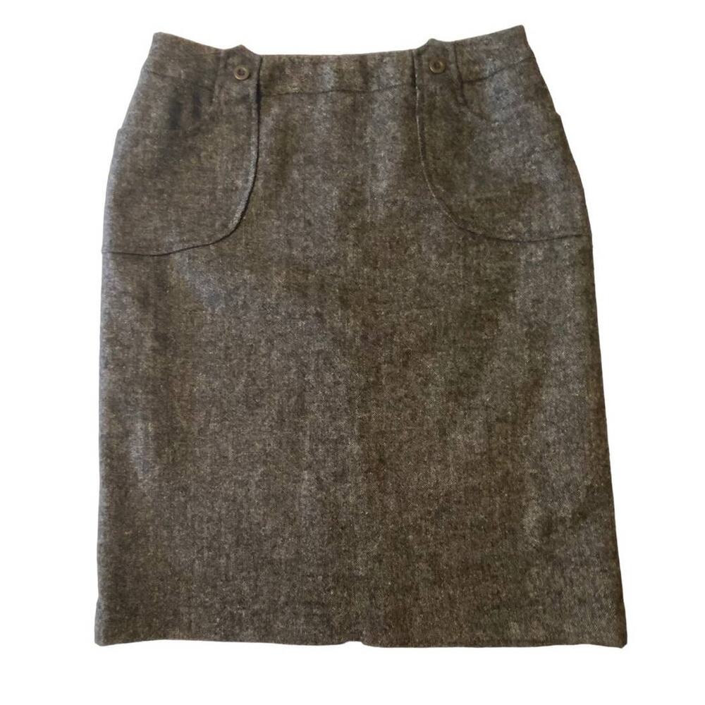 Atelier Women's Gray Wool Blend Button Accent Lined Pencil Skirt Size 2